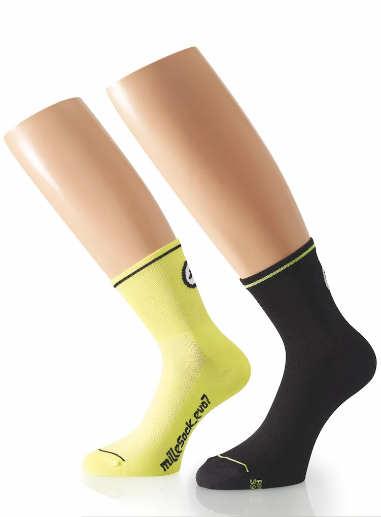 Носки ASSOS milleSock_evo7 - 2 pairs volt Yellow / blackSeries